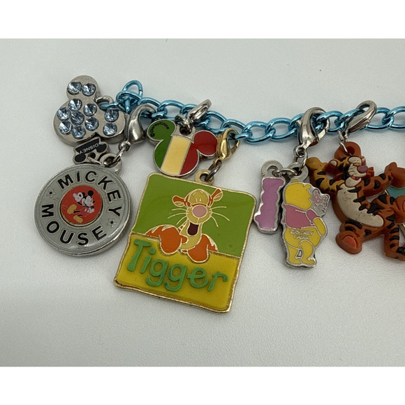 Disney Characters 16 Charm Bracelet Winnie Pooh Mickey Tigger Eeyore - Picture 5 of 13